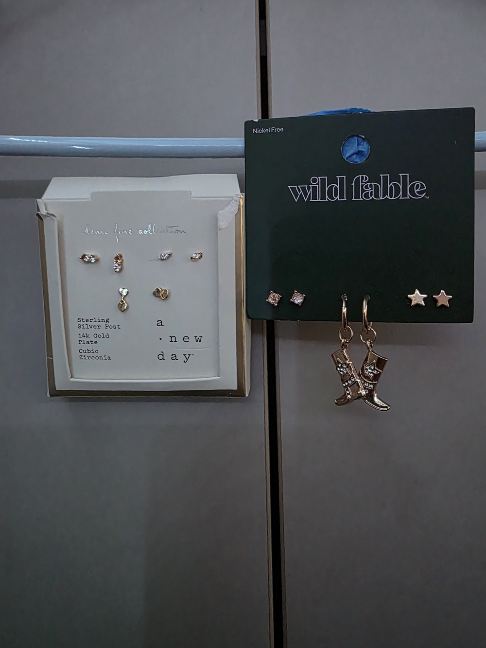 a new day Rose Gold Stud and Cowboy Boot Dangle Earring Set - Rose Gold